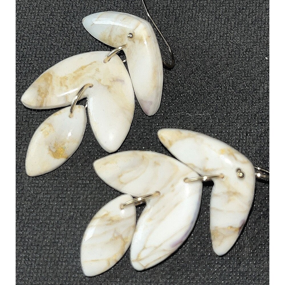 Leaf Cluster Cascade Fashion Dangle Earrings French Wire Ivory Color Stone